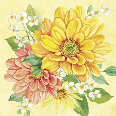 Servilleta para Cóctel de Papel Flores Amarillas