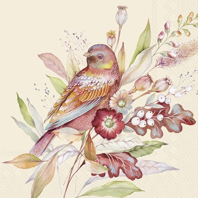 Servilleta para Cóctel de Papel Flores y Aves