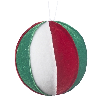 Bola Franjas Vidrio Rojo Blanco 4x4x4 Pulgadas