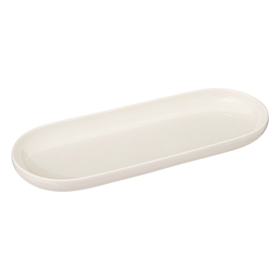 Fuente Ovalada Nora Porcelana Blanca 10 x 4 Pulgadas