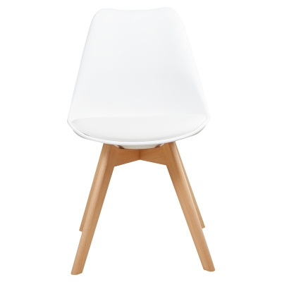 Silla Baya Madera y Plástico Blanco y Natural19x21x32 Pulgadas