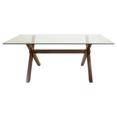 Mesa de Comedor Jorel Vidrio y Metal Marrón 71 x 35 Pulgadas
