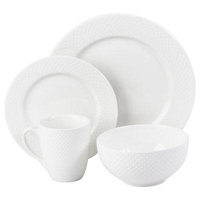 Set de Vajillas Dots Blanca 16 Piezas