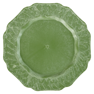 Plato Base Ondulado Plástico Verde 12"