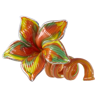 Flor Decorativa Vidrio Naranja 5x5x4"