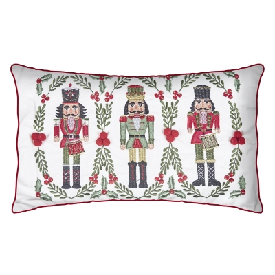 Cojin Nutcracker Blanco 18x18"