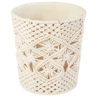 Basurero de Macrame de Algodón y Poliester Natural Pequeño