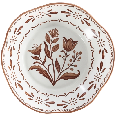 Ensaladera Flora Cerámica Marrón 13"