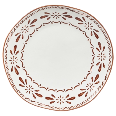 Plato Llano Flora Cerámica Marrón 11"