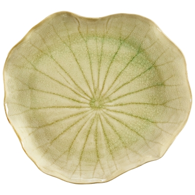 Plato Postre Lotus Cerámica Verde
