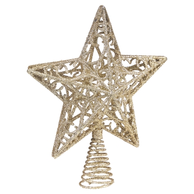Estrella Escarchada Dorada 11x2x9 Pulgadas
