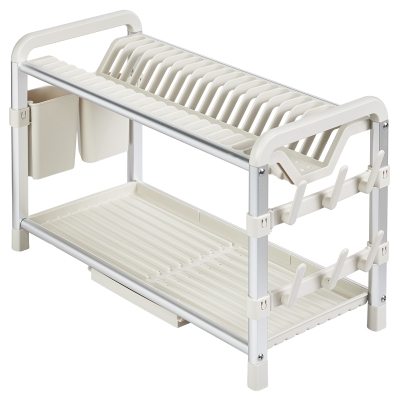 Escurridor 2 Niveles Aluminio Beige 24x11x13"