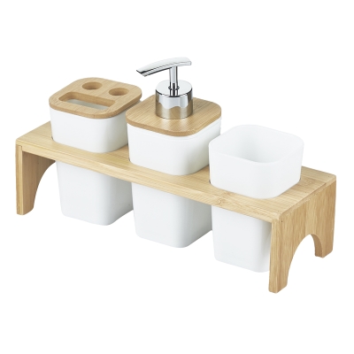 Set Dispensador Jabón y Portacepillos 4 Piezas 11x4"