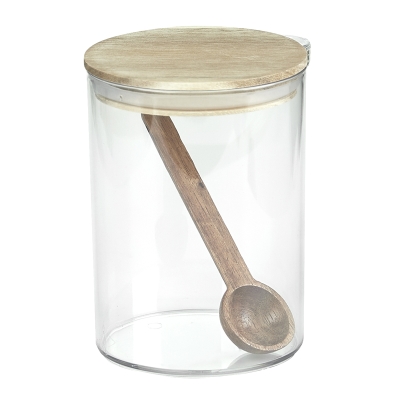 Repostero Vidrio con Tapa Bambú 12x4x6"