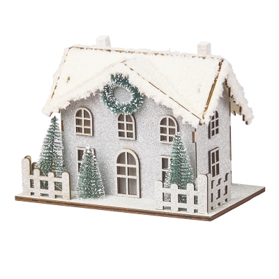 Casa Cerámica Luz Efecto Nieve Joy 6x8 Pulgadas