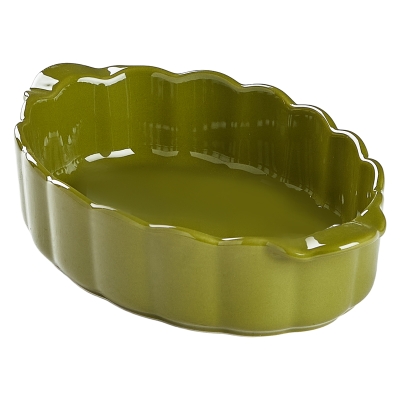 Fuente para Hornear Scallop Verde 10x7x2"