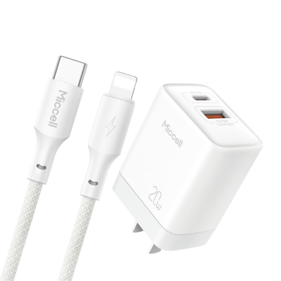 Cargador Doble USB-A y USB-C Lightning Miccell 20W