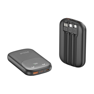 Power Bank de Carga Portátil Miccell 20000mAh con 3 Cables Negro