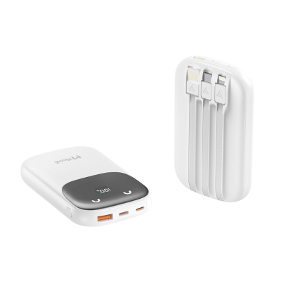 Power Bank de Carga Portátil Miccell 20000mAh con 3 Cables Blanco