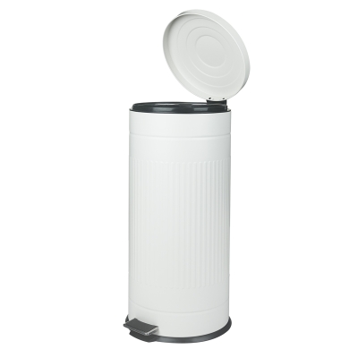 Basurero con Pedal Metal Blanco 12x26"