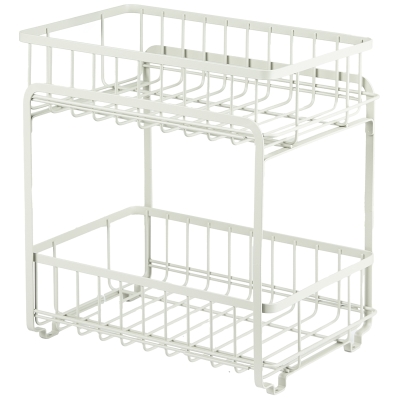 Organizador Rectangular Metal Blanco 2 Niveles