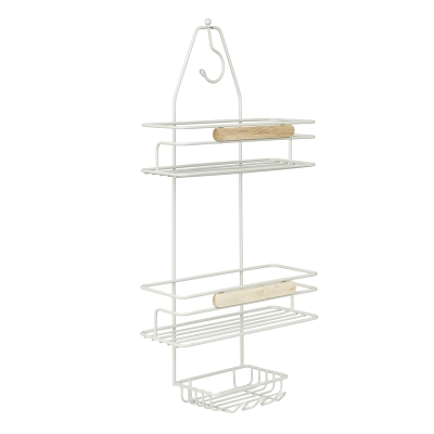 Organizador de Ducha Blanco 2 Niveles Madera 10x5x24"