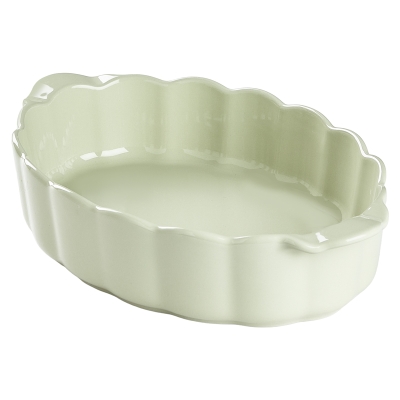 Fuente para Hornear Scallop Verde 15x9x3"