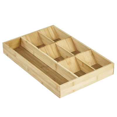 Organizador de Cubiertos 7 Divisiones Bambú 11x17x2"