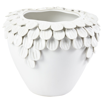 Florero Island Escamas Cerámica Blanca 11"