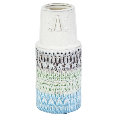 Florero Coastal Cerámica Multicolor 5x14"