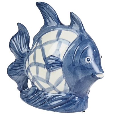 Figura Pez Coastal Cerámica Azul 8"