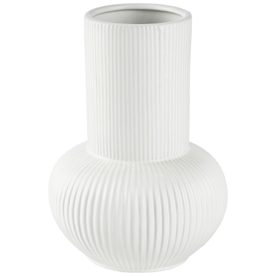 Florero Coastal Cerámica Blanca 8x2"