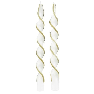 Velas Taper Marfil Bordes Dorados 1x10" 2 Piezas