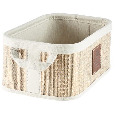 Canasto Alex Bambú Tela Crema 13x9x6"