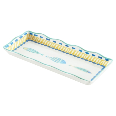Plato de Servir Acqua Peces Multicolor 14x6"
