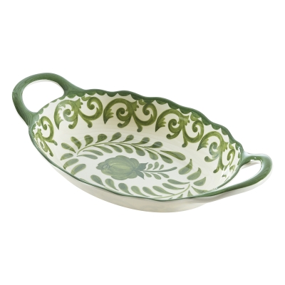 Fuente de Servir con Asas Amora Verde 18x11"