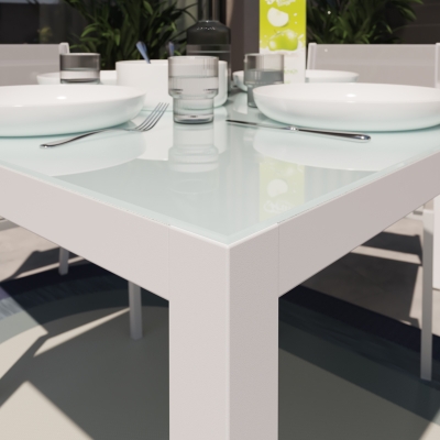 Mesa de Comedor Exterior Lyra Aluminio Blanco