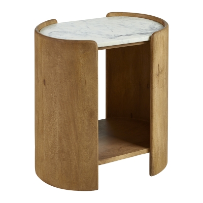 Mesa Lateral Coastal Madera y Mármol 20"