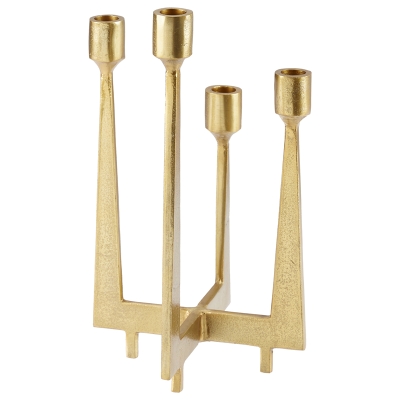 Portavela de 4 Velas Aluminio Dorado 14"