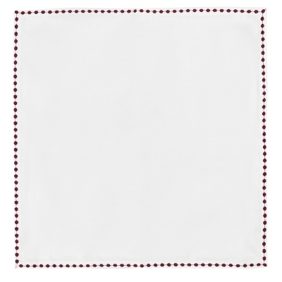 Servilleta Jamila de Tela Blanco y Rojo Oscuro 18 x 18"