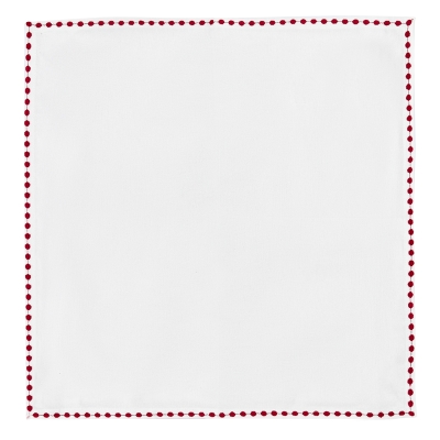 Servilleta Jamila de Tela Blanco y Rojo 18 x 18"