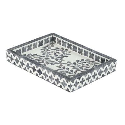 Bandeja Decorativa Amit Madera Gris 13x8"