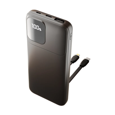 Powerbank con Cables Integrados 12,000mAh CHA-CX6927BK