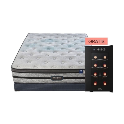 Colchón King Pillow Top Beautyrest Back Support Fit con Base 6 " + Vinera 8 Botellas