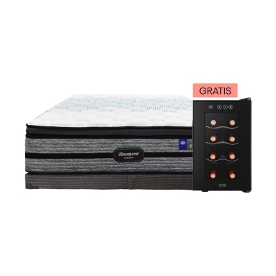 Colchón Queen XL Pillow Top Beautyrest Millenium con Base 6" + Vinera 8 Botellas