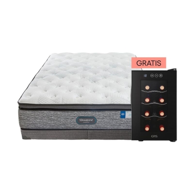 Colchón Queen XL Pillow Top Beautyrest Hospitality con Base 6" + Vinera 8 Botellas